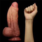 10" Dual-layered Silicone Nature Cock Brown