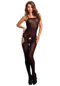 728195 Opaque Suspender Bodystocking O/S Black
