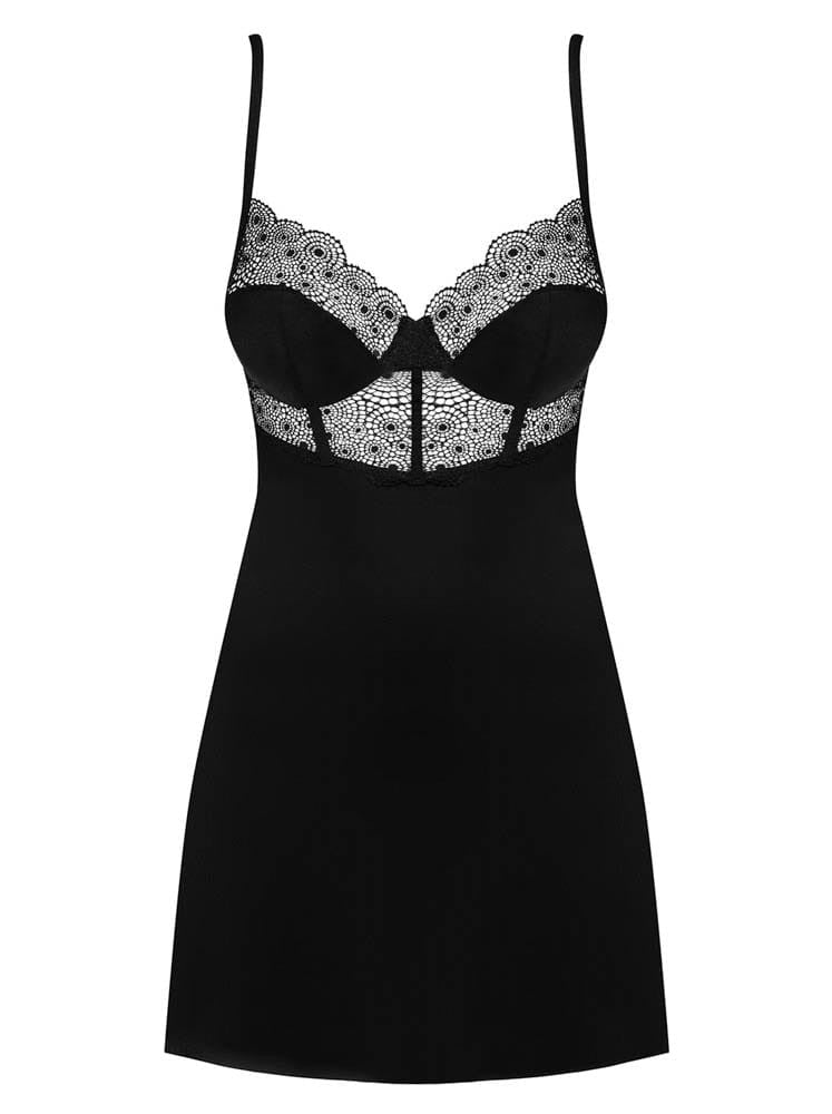 Sharlotte chemise & thong black S/M