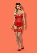 Piros fűző és tanga szett S/M