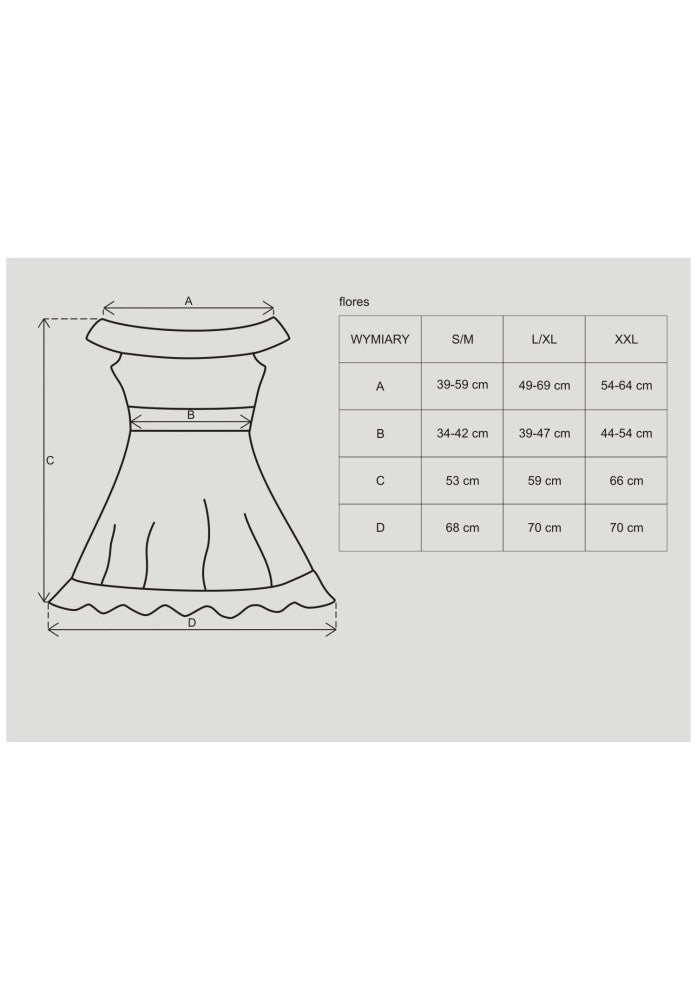 Flores chemise & thong black S/M