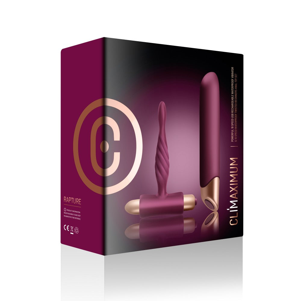 Mini vibrátor és vibrációs anál plug szett - Burgundi vörös