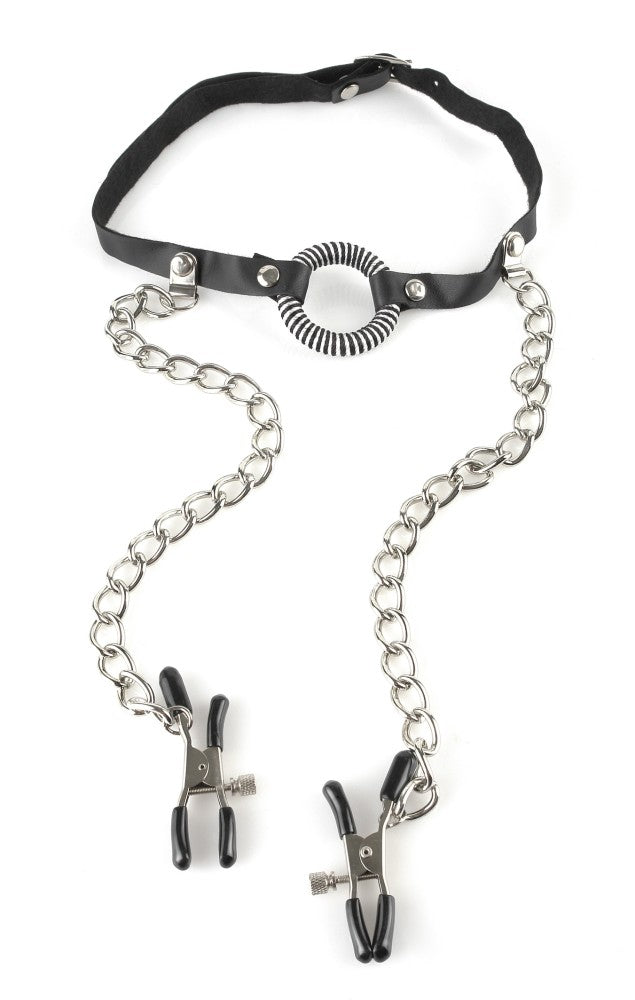 O-Ring Gag Nipple Clamps Black/Silver