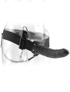 8" Vibrating Hollow Strap-On Black