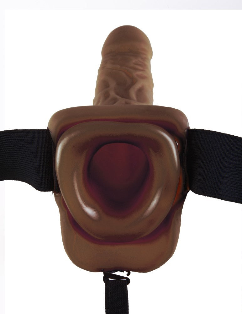 9" Hollow Strap-On with Balls Brown/Black