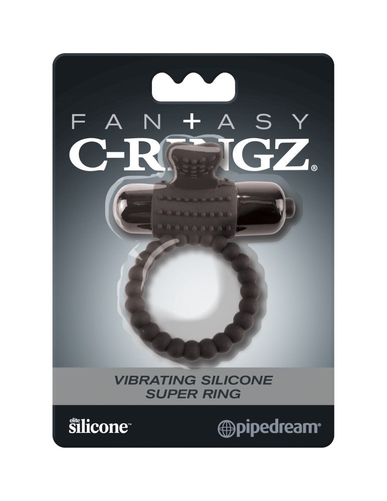Vibrating Silicone Super Ring Black