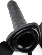 8" Vibrating Hollow Strap-On Black