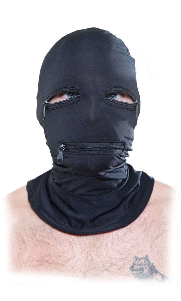 Zipper Face Hood Black