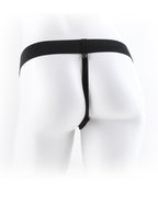 7" Vibrating Hollow Strap-On with Balls Light/Black