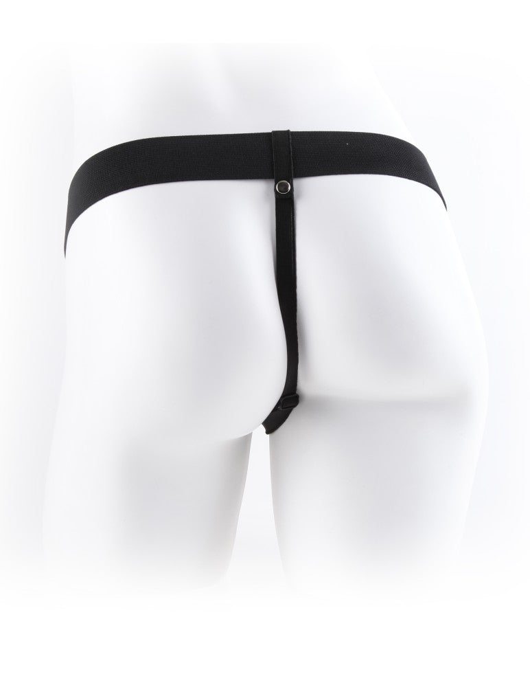 7" Vibrating Hollow Strap-On with Balls Light/Black