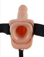 7" Vibrating Hollow Strap-On with Balls Light/Black