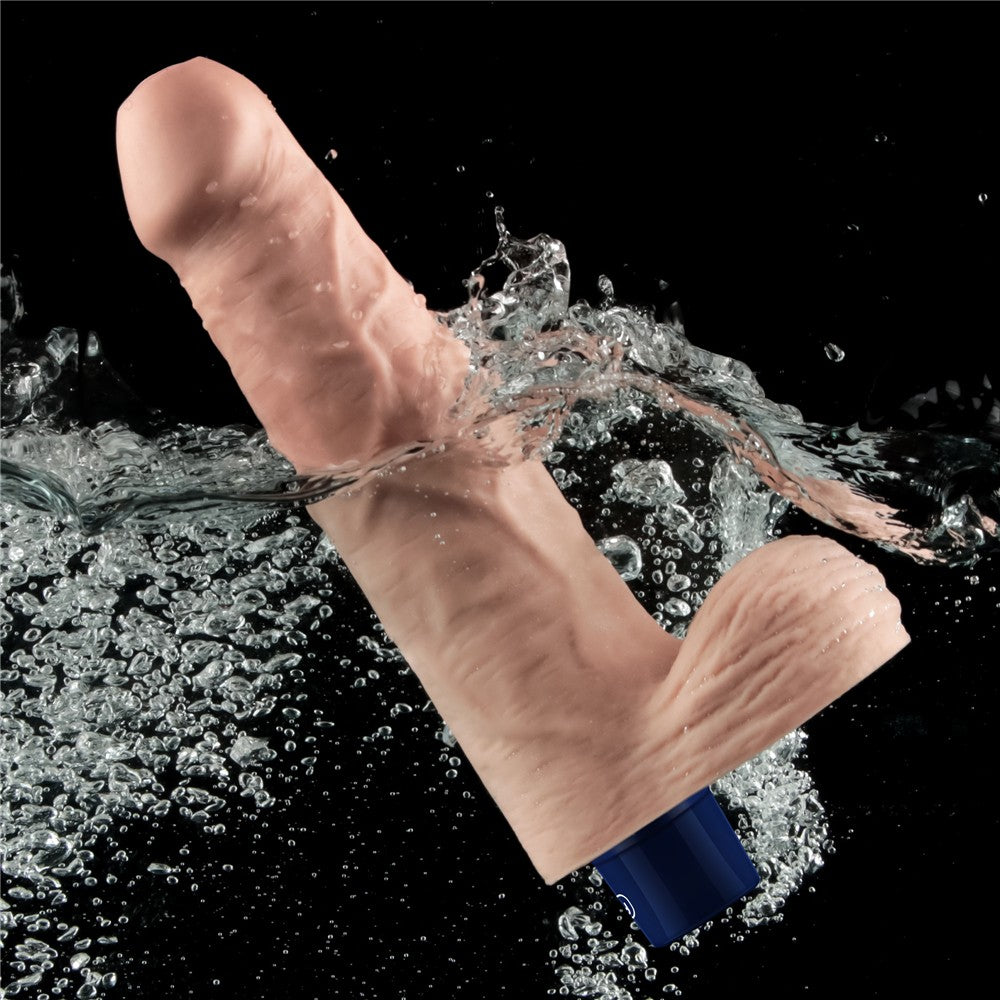 9" REAL SOFTEE Rechargeable Vibrating Dildo (Flesh)