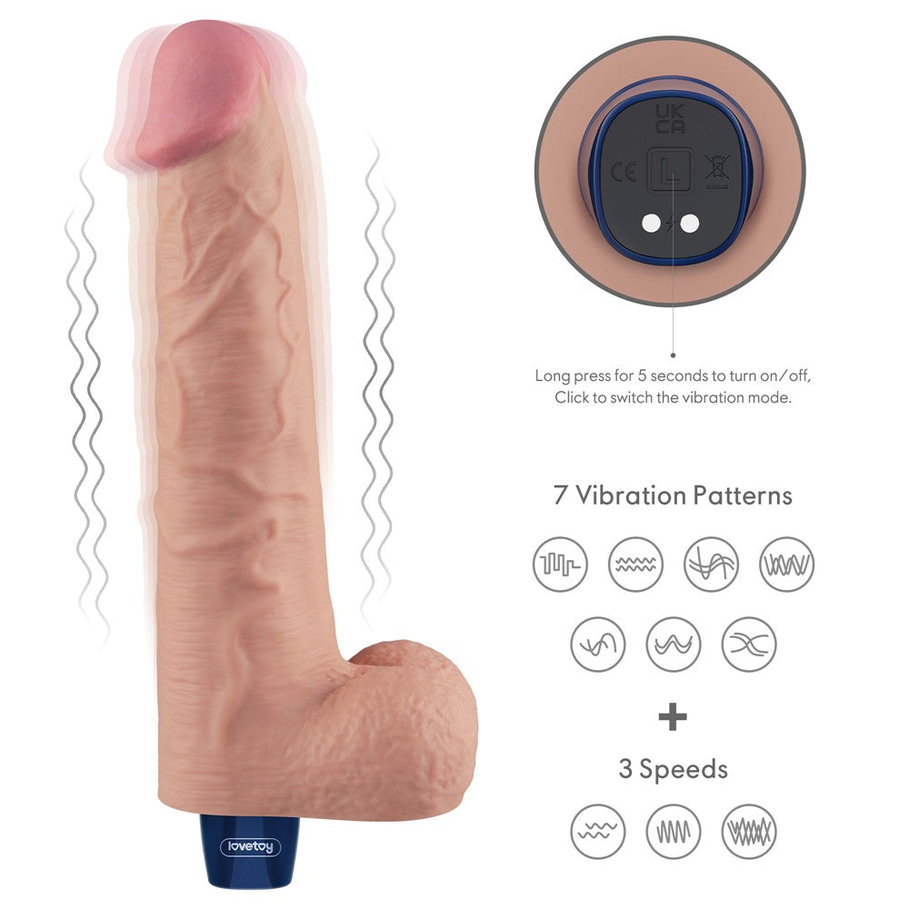 10.5" REAL SOFTEE Rechargeable Vibrating Dildo(Flesh)