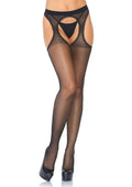 Spandex sheer suspender hose O/S - black