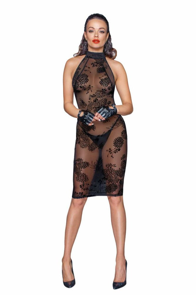 Midi tulle dress with velvet straps in the back - L