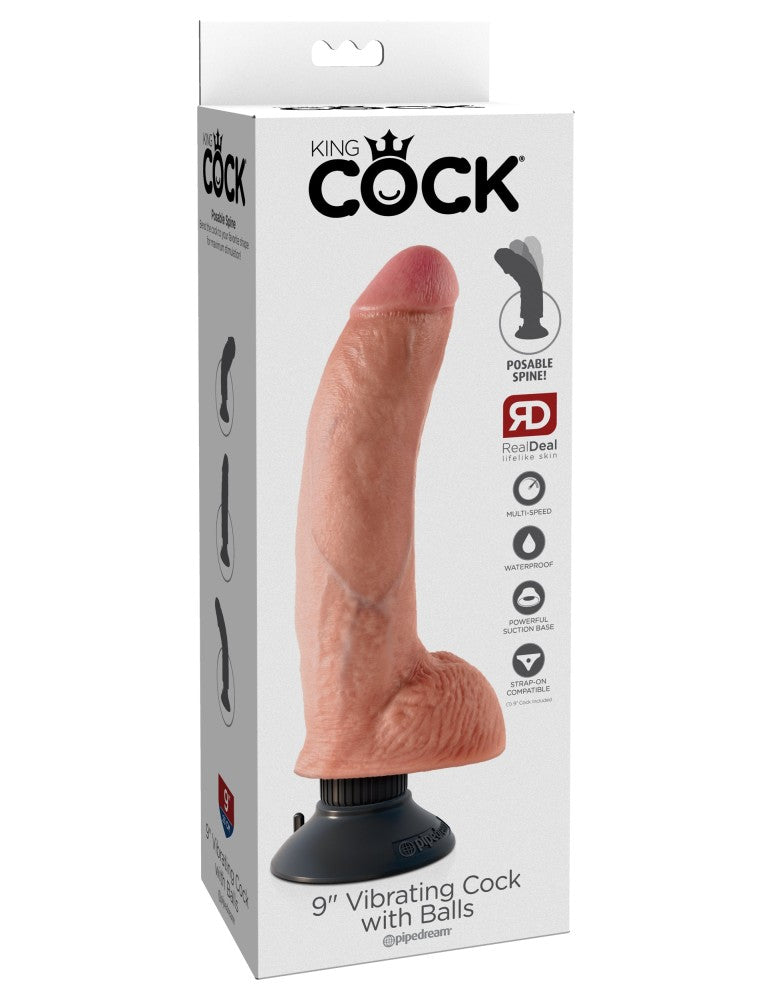 9" Vibrating Cock with Balls Light