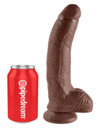 9" Cock with Balls Brown