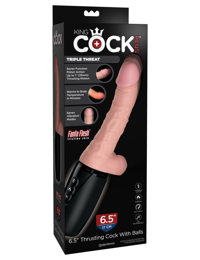 7.5" Thrusting Cock with Balls Brown
