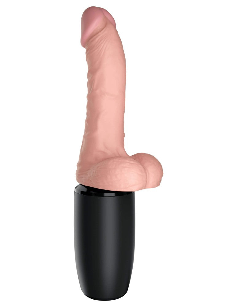 7.5" Thrusting Cock with Balls Brown
