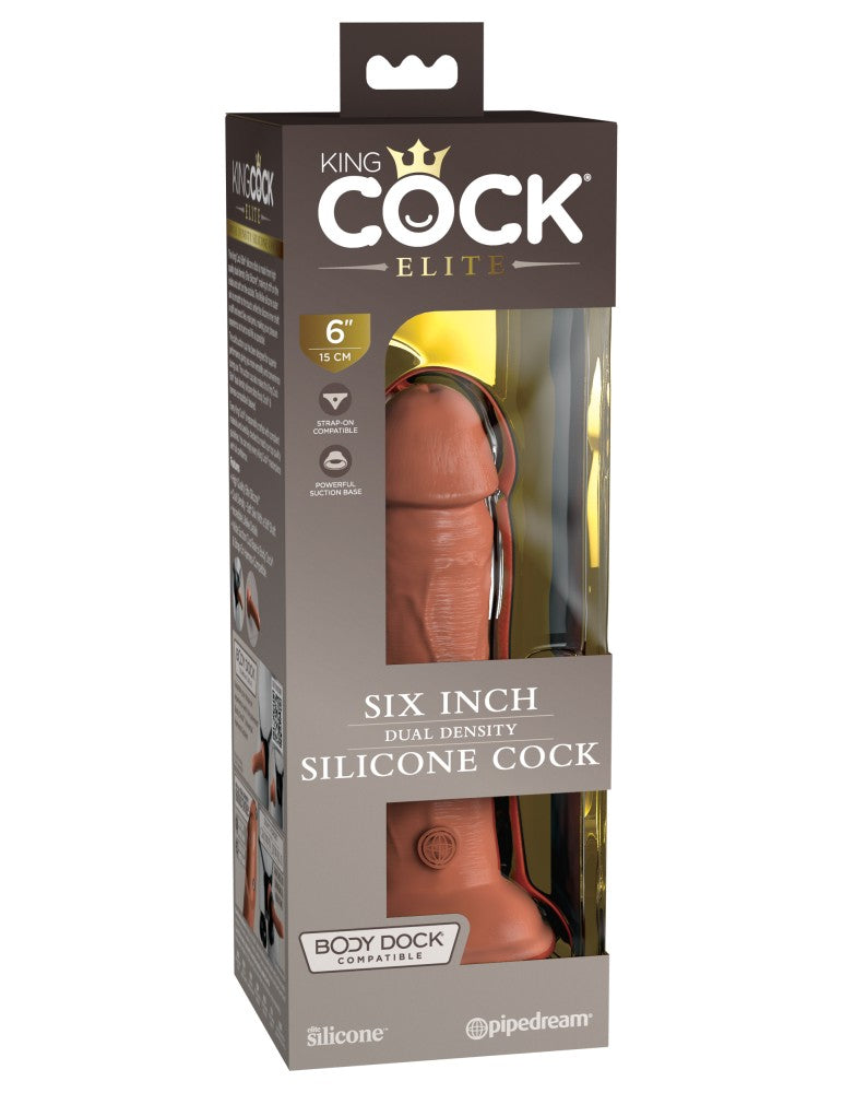 6" Dual Density Vibrating Silicone Cock Tan