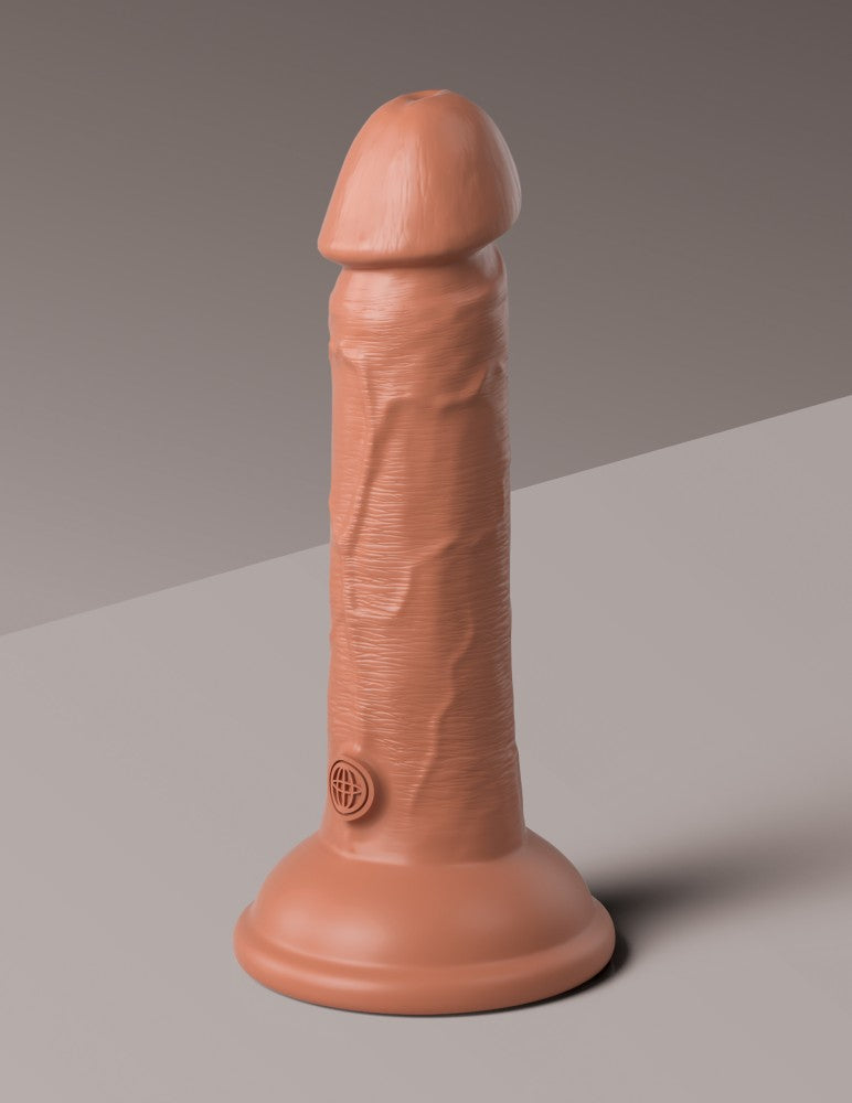 6" Dual Density Vibrating Silicone Cock Tan