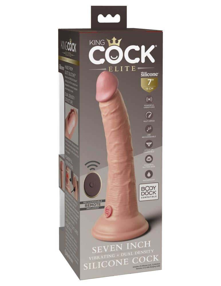 7" Dual Density Vibrating Silicone Cock with Remote Light
