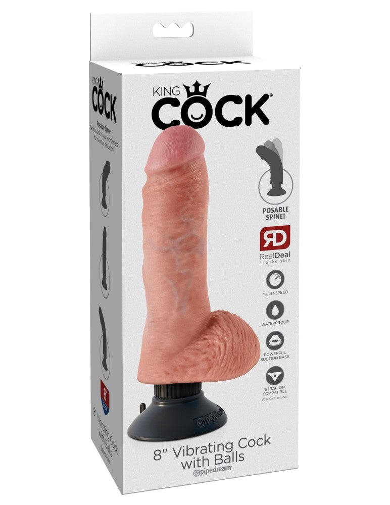 8" Vibrating Cock with Balls Light