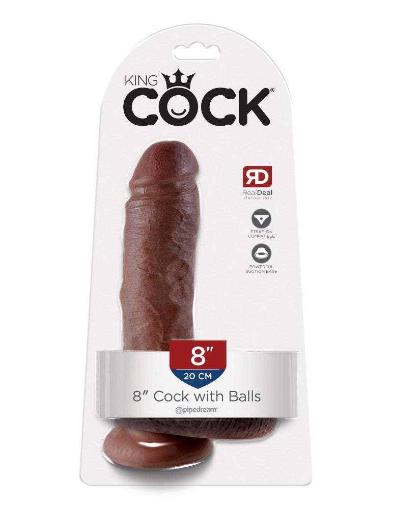8" Cock with Balls Brown