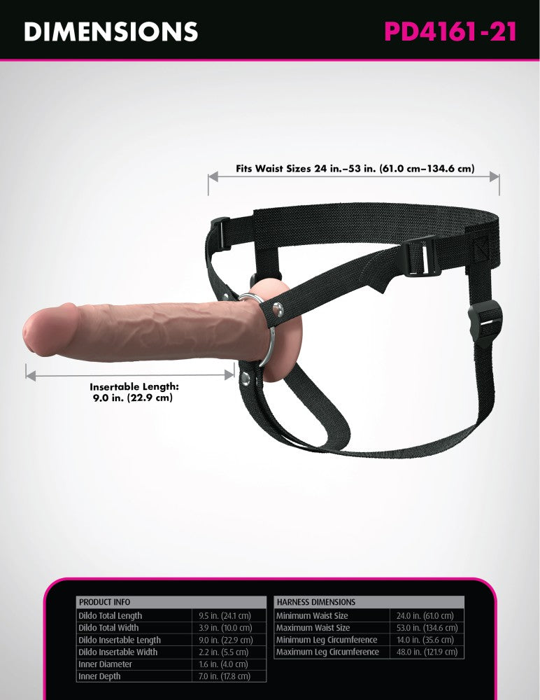 9" Silicone Hollow Strap-On Dual Density