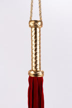 Flogger with Metallic Leather Handle and Suede Leather Tails Red 18"