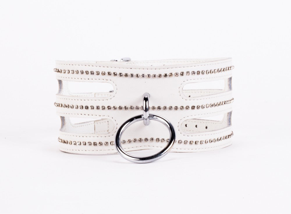 Designer Traingo Collar Made in Calf Softy Leather White