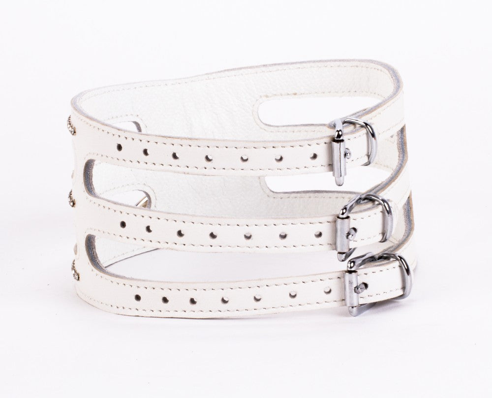 Designer Traingo Collar Made in Calf Softy Leather White