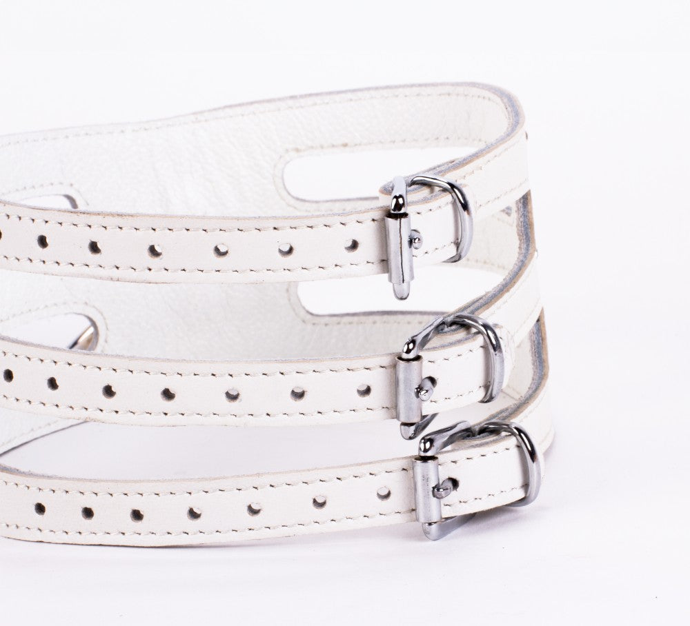 Designer Traingo Collar Made in Calf Softy Leather White