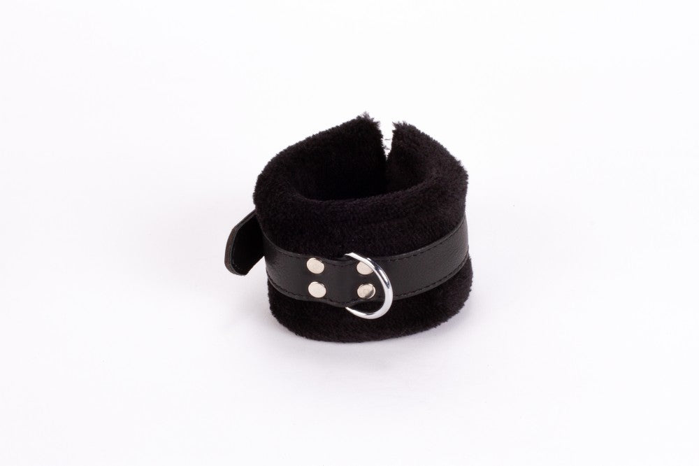 Handcuff Design Made in Calf Softy Leather and Puffed Fur Black