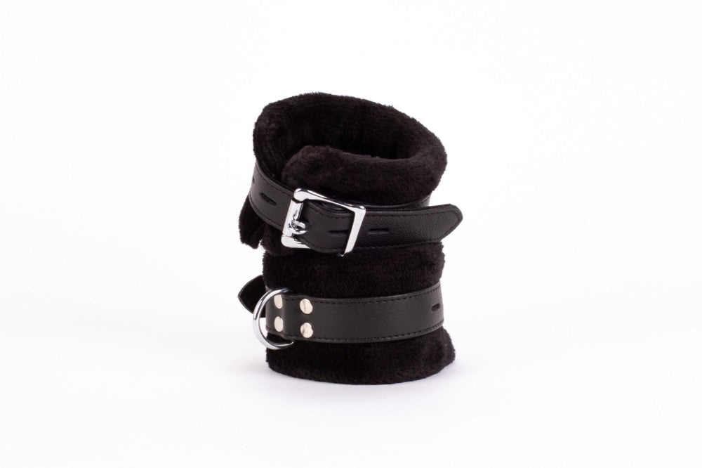 Handcuff Design Made in Calf Softy Leather and Puffed Fur Black
