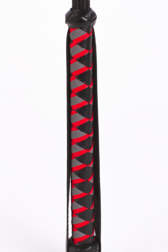 Nylon Stick with Neon Strip and Goat Kid Leather Handle Nubuck Leather Black