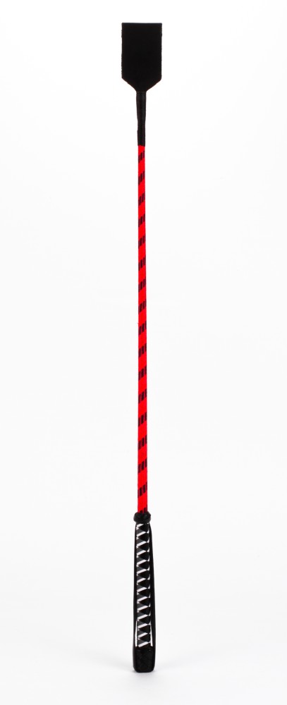 Nylon Stick with Neon Strip and Goat Kid Leather Handle Nubuck Leather Top Red
