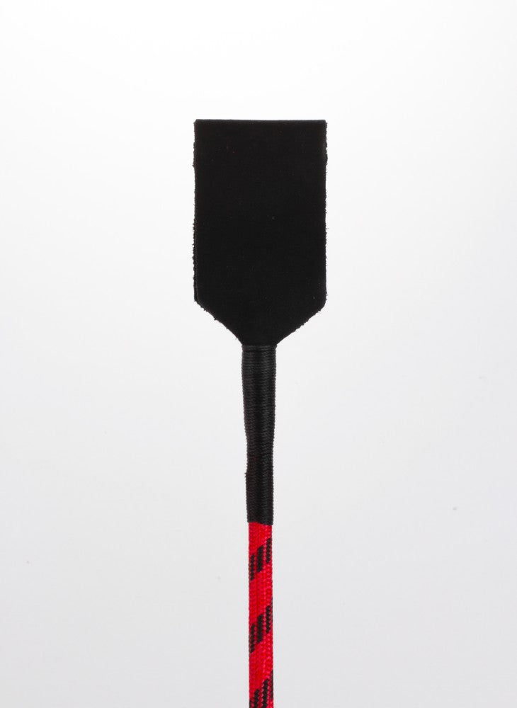 Nylon Stick with Neon Strip and Goat Kid Leather Handle Nubuck Leather Top Red