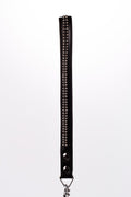 Lamb Leather Handle with 2 Rows of Small Rhinestones and Metal Chain Black