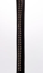 Lamb Leather Handle with 2 Rows of Small Rhinestones and Metal Chain Black