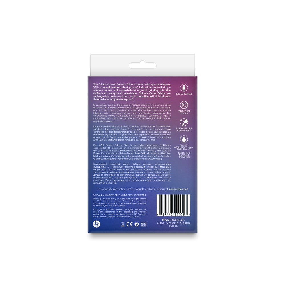 Colours - Curve - Vibrating - 5" Dildo - Purple