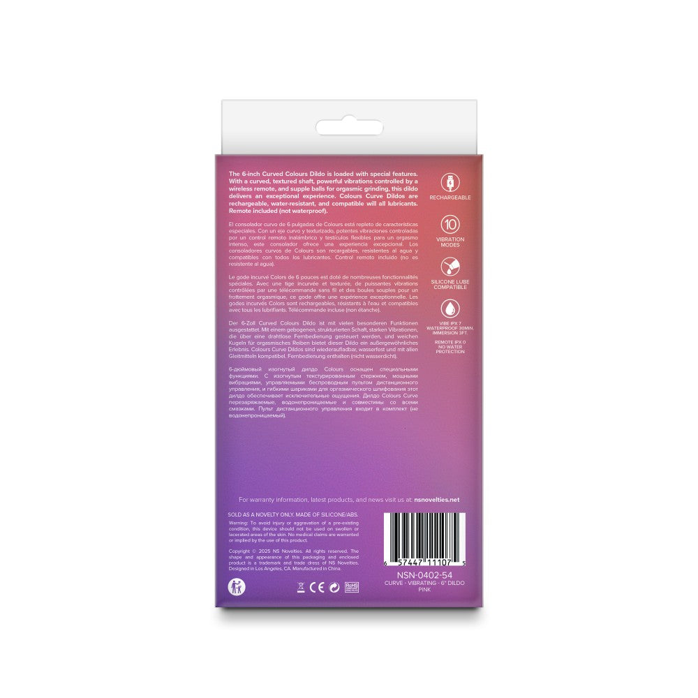 Colours - Curve - Vibrating - 6" Dildo - Pink