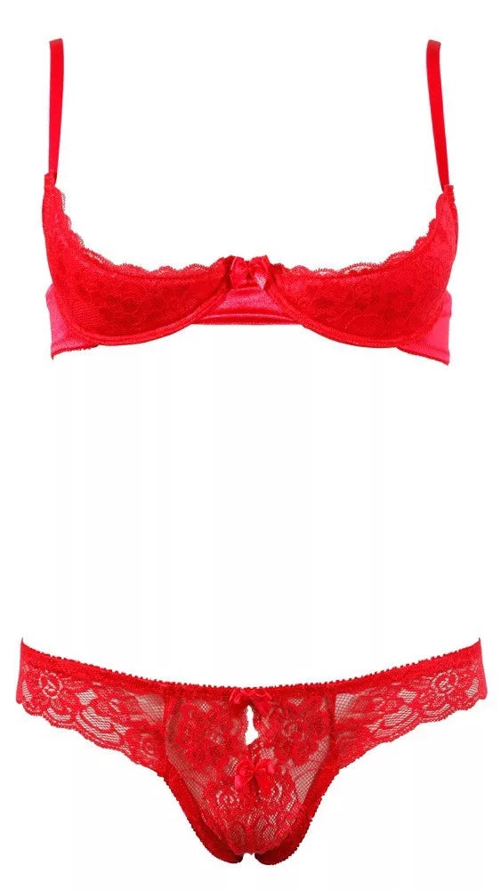 Félkosaras melltartó szett – Piros, 85B melltartó + L alsó